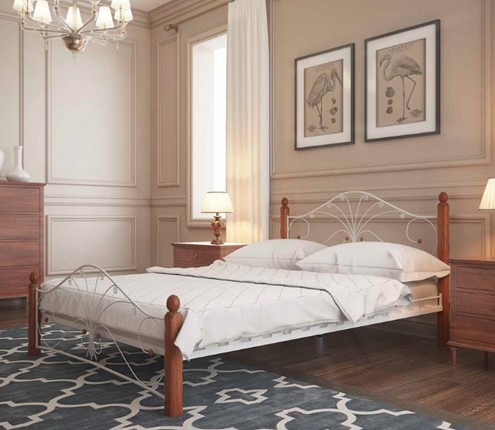 Кровать Фортуна 1, 1600, белый/махагон в Тамбове - изображение