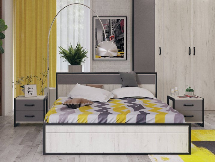 Модульная спальня Техно №3 Дуб крафт белый/Серый шифер в Тамбове - изображение