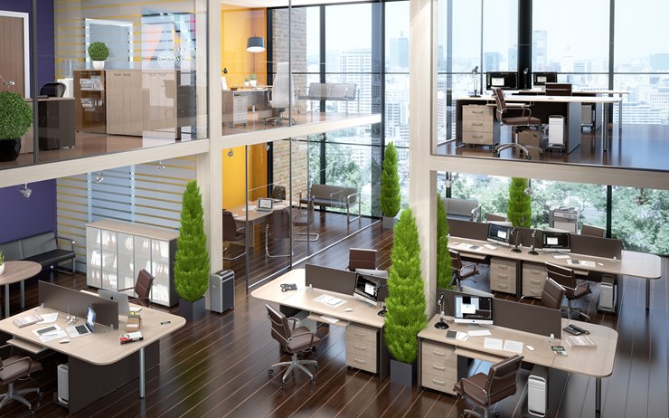 Комплект офисной мебели Xten в опенспэйс для четырех сотрудников в Тамбове - изображение