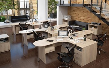Офисный комплект мебели SIMPLE с эргономичными столами и тумбами в Тамбове - предосмотр