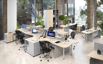 Комплект офисной мебели OFFIX-NEW для 4 сотрудников с двумя шкафами в Тамбове - предосмотр