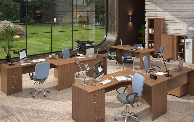 Комплект офисной мебели IMAGO три стола, 2 шкафа, стеллаж, тумба в Тамбове - изображение
