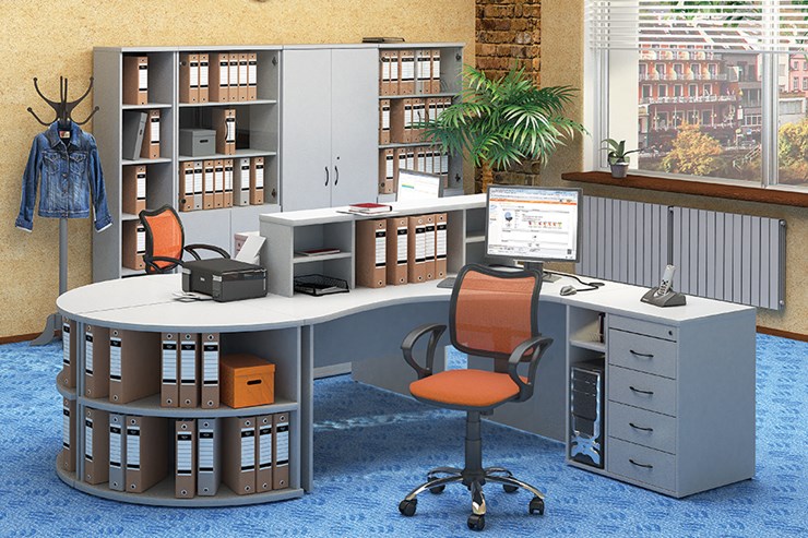 Офисный комплект мебели Moно-Люкс для 2 сотрудников с большим шкафом и тумбами в Тамбове - изображение