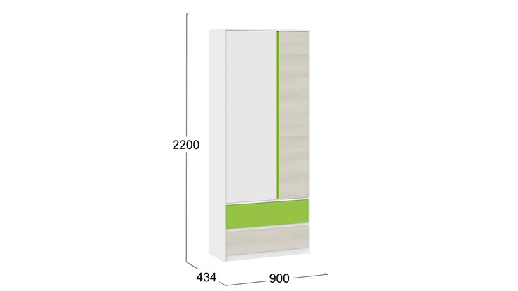 Распашной шкаф Сканди СМ-386.07.26-26 (Дуб Гарден, Белая, Зеленый) в Тамбове - изображение 4