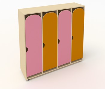 Распашной шкаф детский ШГ4У Беж+Оранжевый+Розовый в Тамбове