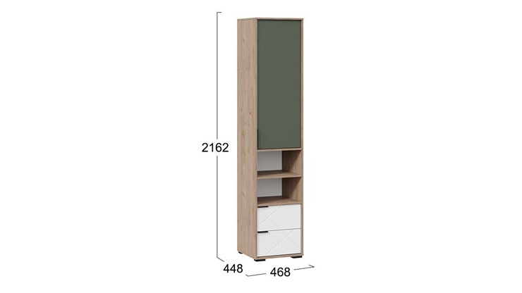 Шкаф комбинированный Лео ТД-410.07.20 (Гикори джексон/Белый матовый/Дымчатый зеленый) в Тамбове - изображение 2