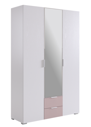 Трехдверный шкаф Зефир 109.02 (белое дерево/пудра розовая (эмаль)) в Тамбове - изображение