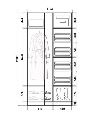 Угловой шкаф-купе 2300х1103, ХИТ У-23-4-66-01, цапля, 2 зеркала, венге аруба в Тамбове - изображение 2