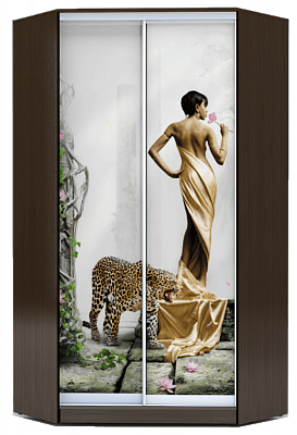 Шкаф угловой 2300х1103, ХИТ У-23-4-77-03, Девушка с леопардом, венге в Тамбове - изображение