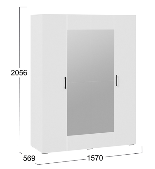 Шкаф распашной 4-х дверный с зеркалом Нео (Белый) в Тамбове - изображение 5