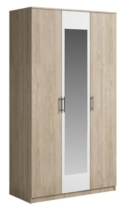 Шкаф 3 двери Светлана, с зеркалом, белый/дуб сонома в Тамбове - изображение
