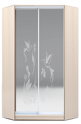 Угловой шкаф 2300х1103, ХИТ У-23-4-66-03, колибри, 2 зеркала, дуб млечный в Тамбове - изображение
