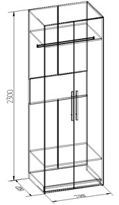 Шкаф двухдверный Bauhaus 8+ Фасад стандарт, Дуб Сонома в Тамбове - предосмотр 2