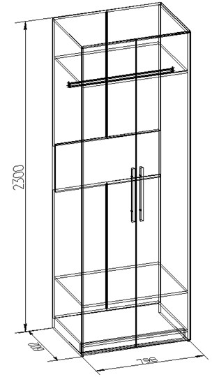 Шкаф двухдверный Bauhaus 8+ Фасад стандарт, Дуб Сонома в Тамбове - изображение 2