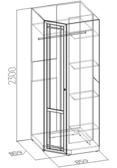 Распашной шкаф угловой Sherlock 63+ фасад стандарт, Дуб Сонома в Тамбове - изображение 2