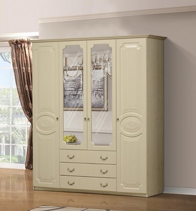 Распашной шкаф Ивушка-5 4-х створчатый с ящиками, цвет Дуб беленый в Тамбове - изображение