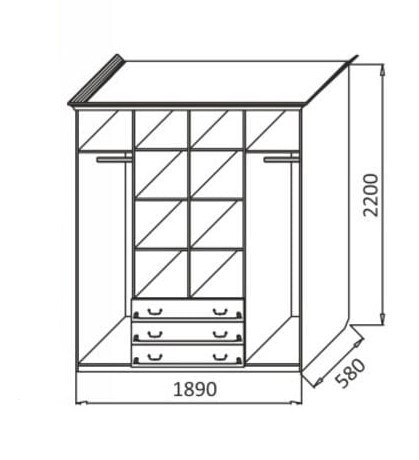 Распашной шкаф Ивушка-5 4-х створчатый с ящиками, цвет Дуб беленый в Тамбове - изображение 1