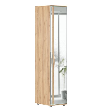 Одностворчатый шкаф зеркальный Марта-2 Дуб золотой/Белый глянец ЛД 406.030 в Тамбове - изображение
