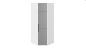 Распашной шкаф угловой Наоми с зеркальной правой дверью, цвет Белый глянец СМ-208.07.07 R в Тамбове - предосмотр