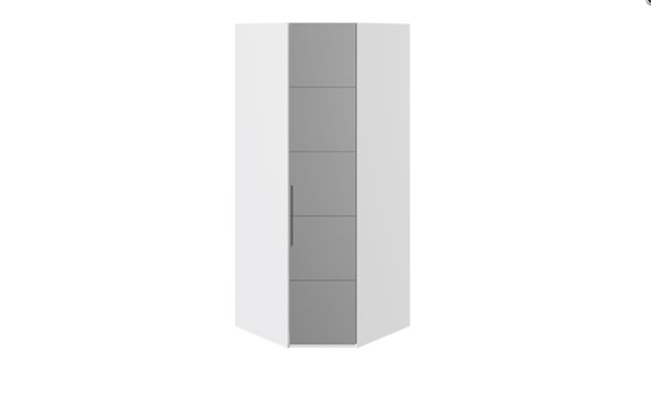 Распашной шкаф угловой Наоми с зеркальной правой дверью, цвет Белый глянец СМ-208.07.07 R в Тамбове - изображение