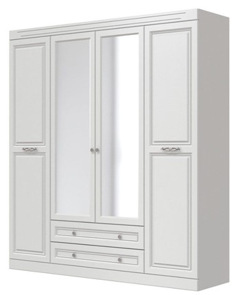Шкаф четырехдверный в спальню Олимп ШР-4 (Белый) 2 зеркала в Тамбове - изображение
