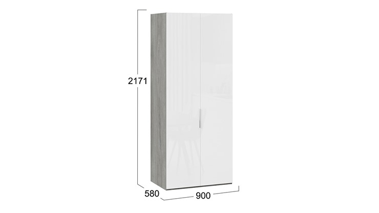 Шкаф двустворчатый Эмбер СМ-348.07.003 (Дуб Гамильтон/Белый глянец) в Тамбове - изображение 1