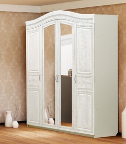 Шкаф 4х-дверный Франческа с зеркалами, ясень анкор светлый/дуб шервуд в Тамбове