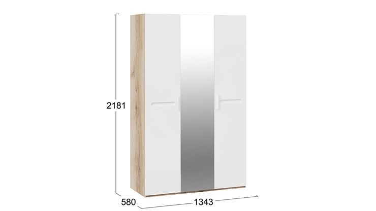Шкаф с 3-мя дверями Фьюжн ТД-260.07.43 (Дуб Делано, Белый глянец) в Тамбове - изображение 3