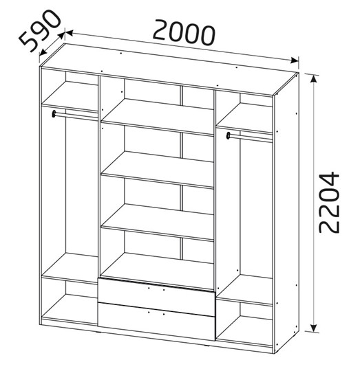 Распашной шкаф Классика с 2 ящиками (500) в Тамбове - изображение 1