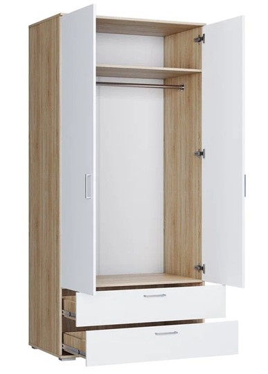 Шкаф со створками ШР-2/1 с ящиками Лайт Дуб сонома / Белый в Тамбове - изображение 1