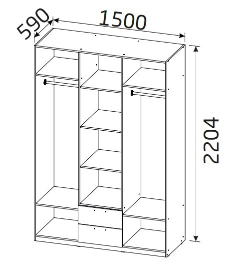 Распашной шкаф 3-х дверный Вега с 2-мя ящиками в Тамбове - изображение 1