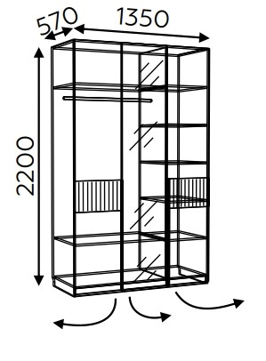 Шкаф трехдверный распашной Моника с зеркалом в Тамбове - изображение 1