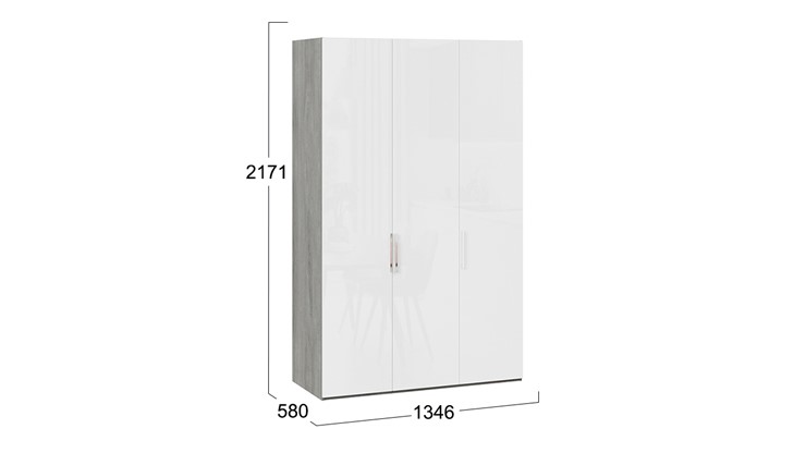Шкаф трехстворчатый Эмбер СМ-348.07.008 (Дуб Гамильтон/Белый глянец) в Тамбове - изображение 1