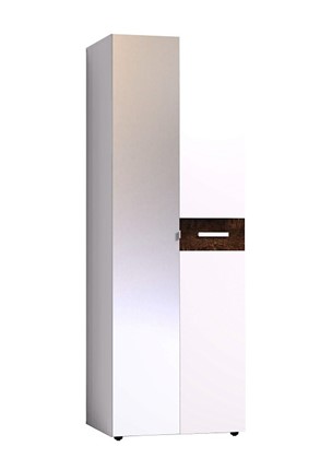 Шкаф-пенал Норвуд 54 фасад зеркало + стандарт, Белый-Орех шоколадный в Тамбове - изображение