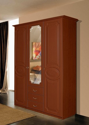 Шкаф распашной Ивушка-5 3-х створчатый с ящиками, цвет Итальянский орех в Тамбове - изображение