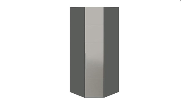 Распашной угловой шкаф Наоми с зеркальной правой дверью, цвет Фон серый, Джут СМ-208.07.07 R в Тамбове - изображение