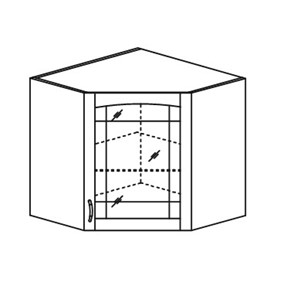 Шкаф кухонный Кантри настенный угловой со вставкой из стекла 918*600*600 мм в Тамбове