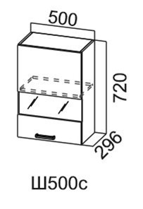 Шкаф кухонный со стеклом Модус, Ш500с/720, цемент светлый в Тамбове - предосмотр 3