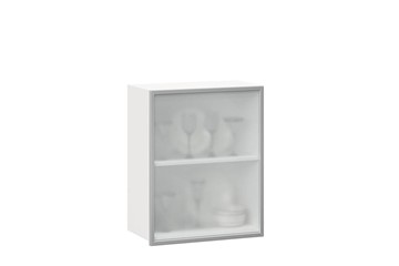 Шкаф на кухню 600, Шервуд, со стеклом правый, ЛД 281.352.000.116, белый/серый в Тамбове