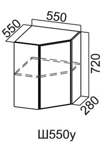Настенный шкаф угловой, Модус, Ш550у/720, цемент светлый в Тамбове - предосмотр
