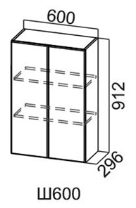 Навесной шкаф Модус, Ш600/912, цемент темный в Тамбове - предосмотр