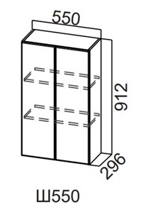 Навесной кухонный шкаф Модерн New, Ш550/912, МДФ в Тамбове