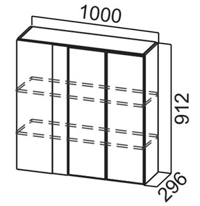 Навесной кухонный шкаф Стайл, Ш1000у/912, МДФ в Тамбове
