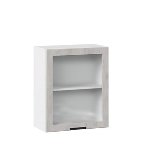 Кухонный навесной шкаф 600 со стеклом Джамис ЛД 296.350.000.021, Белый/Белый камень в Тамбове