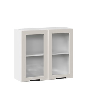 Кухонный навесной шкаф 800 со стеклом Джамис ЛД 296.360.000.107, Белый/Кашмир в Тамбове