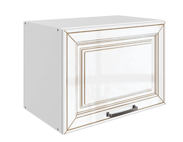 Кухонный шкаф Атланта L500 Н360 (1 дв. гл.) эмаль (белый/белый глянец патина золото) в Тамбове - предосмотр