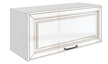 Шкаф на кухню Атланта L800 Н360 (1 дв. гл.) эмаль (белый/белый глянец патина золото) в Тамбове