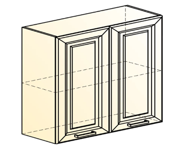 Кухонный шкаф Атланта L800 Н720 (2 дв. гл.) эмаль (белый/белый глянец патина золото) в Тамбове - предосмотр 1