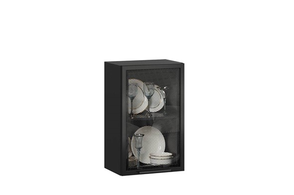 Шкаф на кухню Герда 450 стекло 279.330.000.092 (Чёрный/Чёрный) в Тамбове - изображение