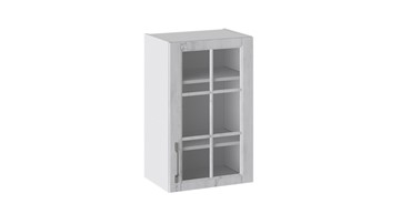 Навесной кухонный шкаф Прованс (Белый глянец/Санторини светлый) со стеклом В_72-45_1ДРс в Тамбове